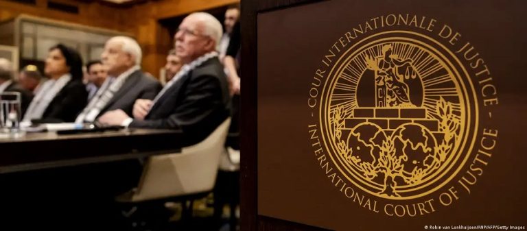 Egipto apoya demanda sudafricana contra Israel por genocidio Logo de la Corte Internacional de Justicia