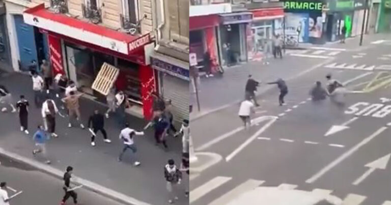 Un grupo de refugiados afganos se enfrenta en París
